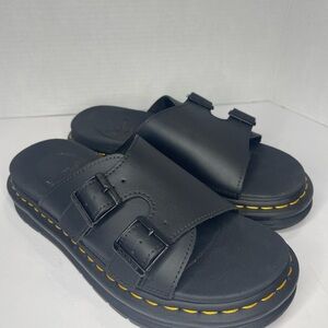 Dr Martens Dax Black Leather Slide Sandals Men’s 7 Women’s 8